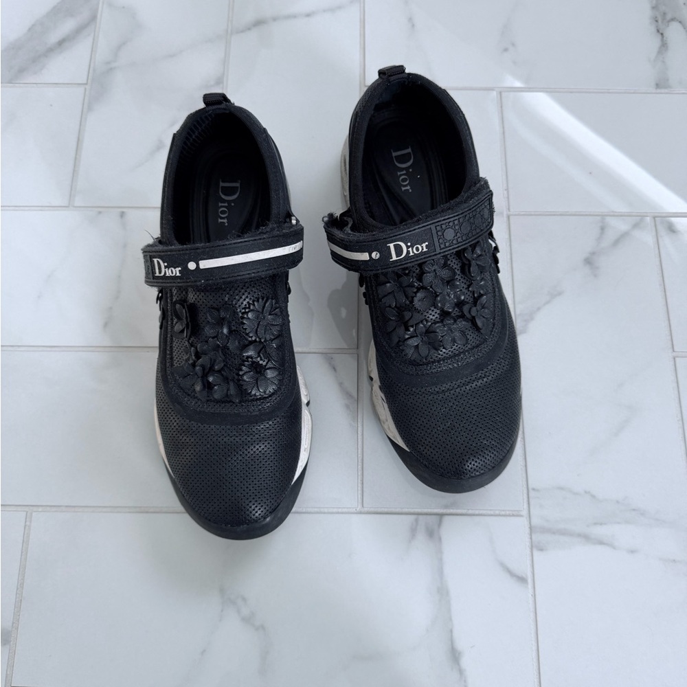 Dior Black Sneakers with Floral Embellishments